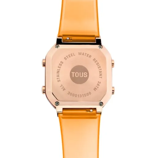 Reloj digital de policarbonato color salmón y acero IPRG rosa D-BEAR Fresh^TOUS Clearance