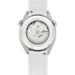 Reloj gmt automático con correa de silicona blanca, caja de acero y esfera de nácar Now^TOUS New