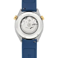 Reloj gmt automático con correa de silicona azul marino, caja de acero IPG dorado y esfera de nácar Now^TOUS Best