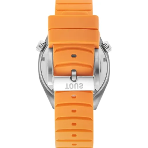 Reloj gmt automático con correa de silicona color salmón, caja de acero y esfera de nácar Now^TOUS Outlet