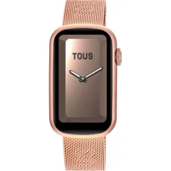 Reloj smartwatch con brazalete de acero IPRG rosado y caja de aluminio en color IPRG rosado T-Band Mesh^TOUS New
