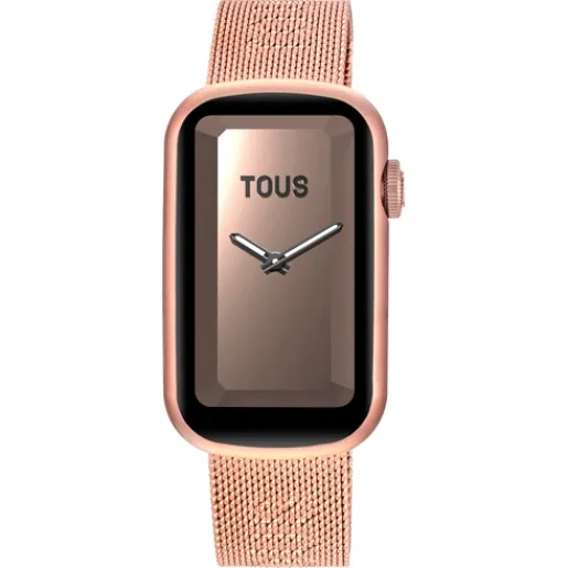 Reloj smartwatch con brazalete de acero IPRG rosado y caja de aluminio en color IPRG rosado T-Band Mesh^TOUS New
