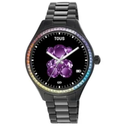 Reloj smartwatch con brazalete de acero IP Negro y zirconias rainbow T-Shine Connect^TOUS Hot