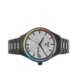 Reloj smartwatch con brazalete de acero IP Negro y zirconias rainbow T-Shine Connect^TOUS Hot