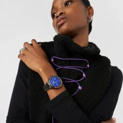 Reloj smartwatch con brazalete de acero IP Negro y zirconias rainbow T-Shine Connect^TOUS Hot