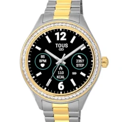 Reloj smartwatch con brazalete de acero, acero IP dorado y zirconias blancas T-Shine Connect^TOUS Discount