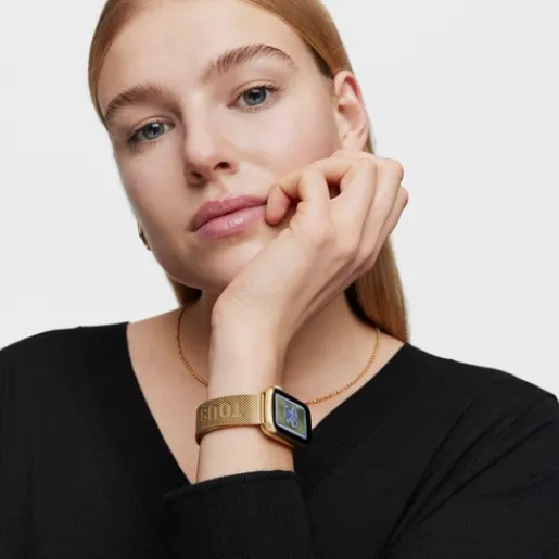 Reloj smartwatch con brazalete acero IPG dorado y caja de aluminio en color IPG dorado T-Band Mesh^TOUS Discount