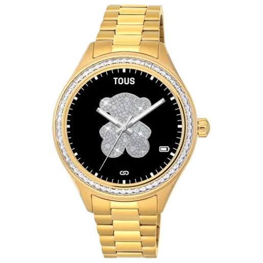 Reloj smartwatch con brazalete de acero IP dorado y zirconias blancas T-Shine Connect^TOUS Sale