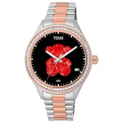 Reloj smartwatch con brazalete de acero, acero IP rosado y zirconias blancas T-Shine Connect^TOUS New