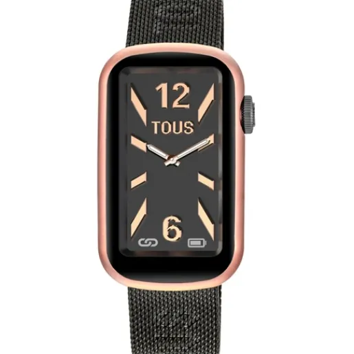 Reloj smartwatch con brazalete de acero IP gris y caja de aluminio en color IPRG rosado T-Band Mesh^TOUS Sale