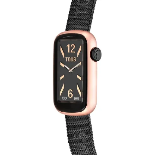 Reloj smartwatch con brazalete de acero IP gris y caja de aluminio en color IPRG rosado T-Band Mesh^TOUS Sale