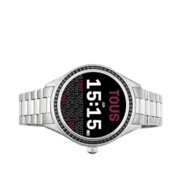 Reloj smartwatch con brazalete de acero y zirconias negras T-Shine Connect^TOUS Hot