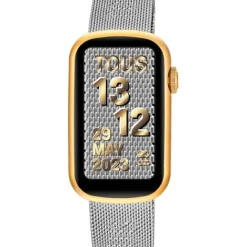 Reloj smartwatch con brazalete de acero y caja de aluminio en color IPG dorado T-Band Mesh^TOUS Outlet