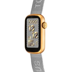 Reloj smartwatch con brazalete de acero y caja de aluminio en color IPG dorado T-Band Mesh^TOUS Outlet