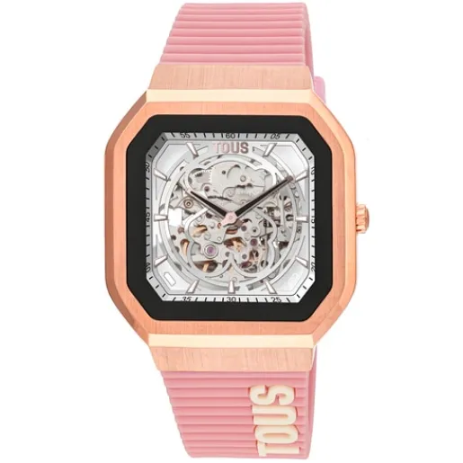 Reloj smartwatch con correa de nylon y correa de silicona rosa B-Connect^TOUS New