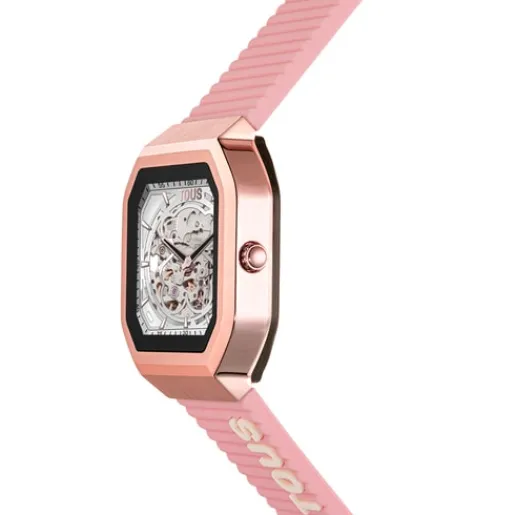 Reloj smartwatch con correa de nylon y correa de silicona rosa B-Connect^TOUS New