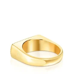 Sello con baño de oro 18 kt sobre plata y diamantes Logo^TOUS Outlet