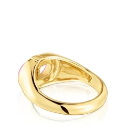 Sello con baño de oro 18 kt sobre plata y esmalte fucsia MANIFESTO^TOUS Discount