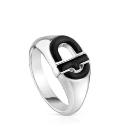 Sello de plata y esmalte negro MANIFESTO^TOUS Clearance