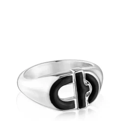 Sello de plata y esmalte negro MANIFESTO^TOUS Clearance