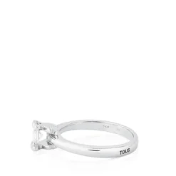 Solitario de oro blanco con diamante motivos oso Sweet Diamonds^TOUS