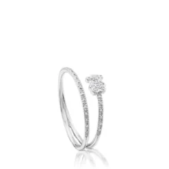 Solitario de oro blanco con diamantes motivo oso Diamonds^TOUS Outlet