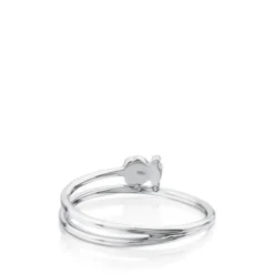 Solitario de oro blanco con diamantes motivo oso Diamonds^TOUS Outlet