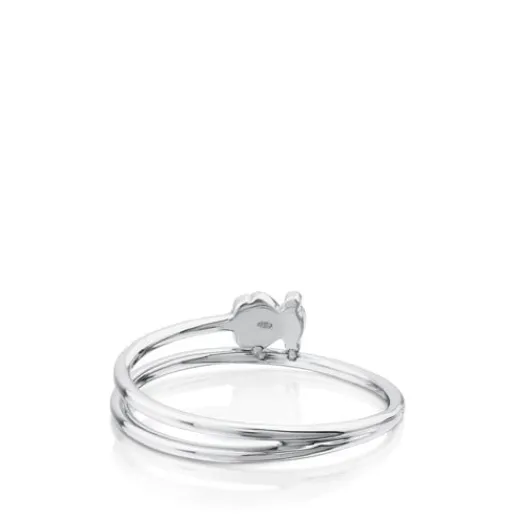 Solitario de oro blanco con diamantes motivo oso Diamonds^TOUS Outlet