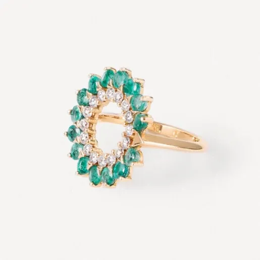 Sortija de oro con diamantes y esmeraldas ATELIER UNIQUE PIECES^TOUS Discount