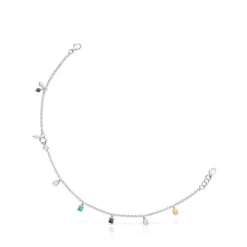 Tobillera de plata con gemas y perla Mini Color^TOUS Clearance