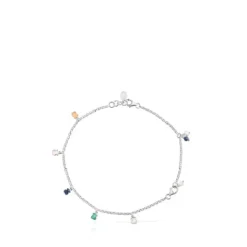 Tobillera de plata con gemas y perla Mini Color^TOUS Clearance