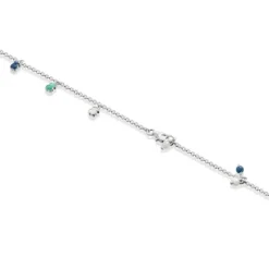 Tobillera de plata con gemas y perla Mini Color^TOUS Clearance