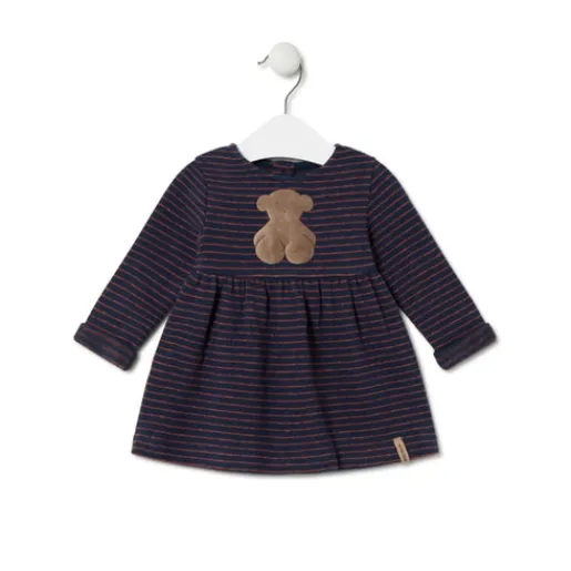 Vestido de niña a rayas Blue azul marino^TOUS New