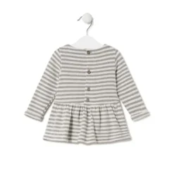 Vestido de niña a rayas con oso Grey crudo^TOUS Hot