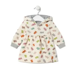 Vestido de niña con capucha Grey crudo^TOUS