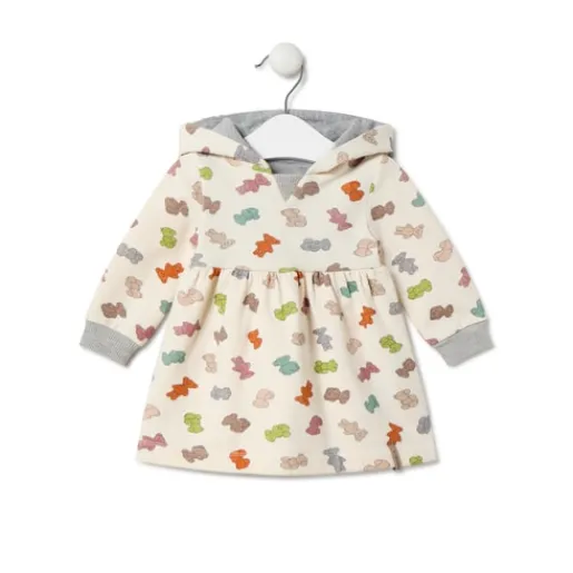 Vestido de niña con capucha Grey crudo^TOUS