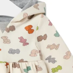 Vestido de niña con capucha Grey crudo^TOUS